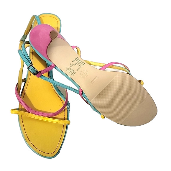 Fioni 80's Style Multi-Color Ankle Strap Sandals Size 10 - Picture 7 of 9